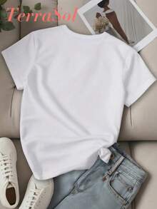 DUTCH Women's Casual Pure Cotton T-Shirt For Easter And St. Patrick's Day, Featuring A Simple And Cute Graphic Print, Round Neck, Short Sleeves, Summer Street Style, And A Surprise Gift For Family And Friends. - 白色 - 查看 2