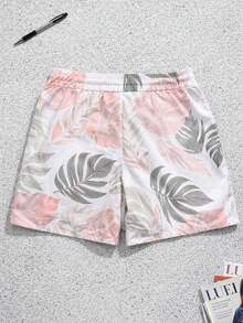 1 chiếc quần short đi biển nam kiểu dáng thường ngày họa tiết lá phong, thích hợp cho mùa hè. - trắng - Xem 2