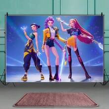1pc 2026 Hot-Selling Korean Girl Group Themed Birthday Party Backdrop | Birthday Party Scene Decor, Birthday Party Atmosphere Photography Prop, Girl Group Themed Birthday Party Companion, Student Party Affordable Item - Multicolor - View 1