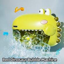 Baby Bath Bubble Machine Set, Fun With Music, Green Dinosaur-Shaped Electric Bubble Machine Bathtub Toy, A Great Way To Relieve Infants' Bath Fear, Rich Bubbles To Stimulate Sensory Exploration, The Perfect Bath Companion, Parent-Child Bath Interactive Toy, Children's Day, Birthday, Christmas Gift. - Green - View 6