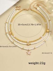 1件新款女士波西米亚风项链 夏季多功能海洋风多层项链 锁骨链 派对海滩度假风女士首饰 母亲节礼物 - 金色 - 查看 6