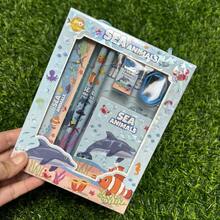 卡通儿童文具套装礼品，创意学习用品，文具盒及6件套文具，适合作为学校奖品、儿童礼物、返校礼物和学习工具。 - 彩色 - 查看 5