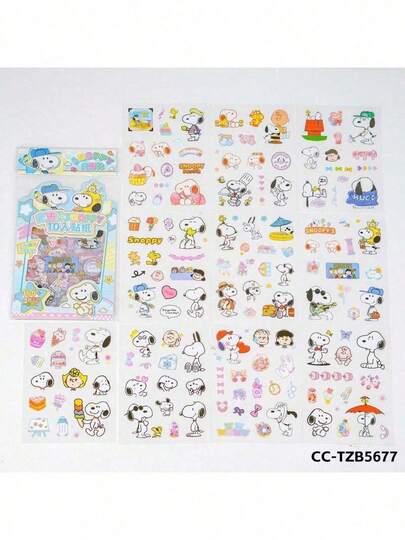  10pcs/Set In Sticker Pack, Soft And Cute Snoopy Peanuts Cartoon Nail Art/Hand Account Stickers, Children's Handmade Materials, Seasonal Universal Decoration