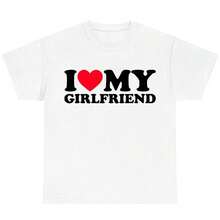 [Cotton]I Love My Girlfriend Shirt I Heart My Girlfriend Shirt GF T-Shirt - White - View 9