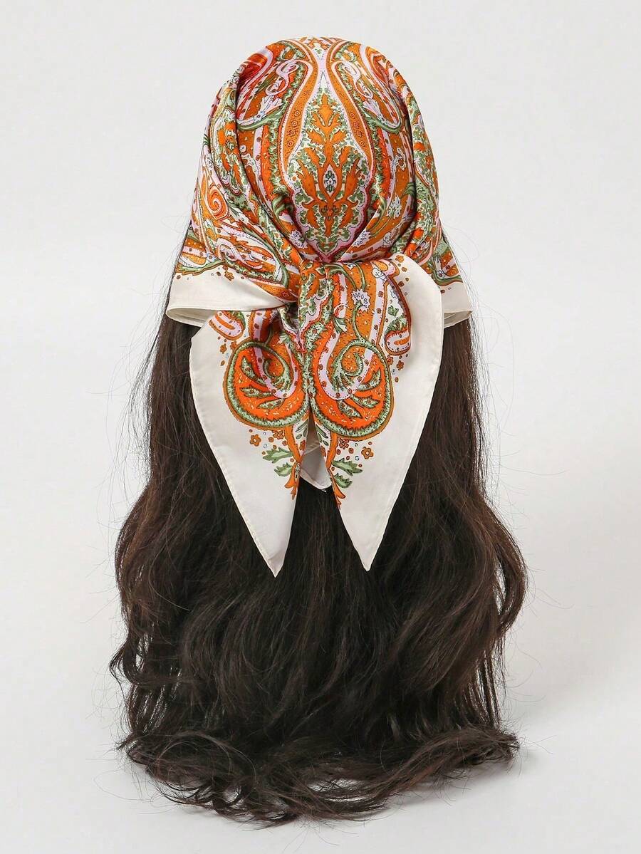 1pc 70cm Bandana Paisley Printed Square Scarf Headband - Multicolor - View 1