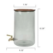 2-Gallon Green Countertop Beverage Dispenser With Acacia Wood Lid - default - View 9