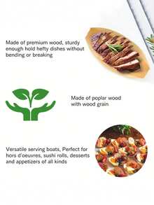 50个一次性木制船形托盘，一次性木制餐具碗碟，迷你食物盘，叶子寿司托盘，木碗，高品质派对开胃菜盘，餐具，适用于开胃菜、寿司、甜点、自助餐 - 白色 - 查看 11