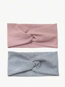 3pcs Knitted Elastic Criss-Cross Headbands - Multicolor - View 7