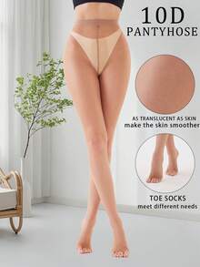 1 chiếc quần tất G-string xuyên thấu 10D gợi cảm dành cho nữ, không trơn trượt, màu da, phù hợp cho tiệc tùng và mặc hàng ngày. - Màu be - Xem 2