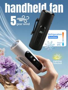 ENSSU Portable Handheld Fan, 5-Speed Adjustable Summer Outdoor Evaporative Cooling Fan, Multifunctional Waist Fan, Clip-On Fan, Neck Fan With LED Display, Can Be Used As Flashlight, 3000mAh Long-Lasting Camping Fan, Rechargeable USB Mini Fan, Hands-Free Fan, Body Fan, Desk Fan, Travel Essential, Portable Cooling Device, Shirt Clip Fan, Construction Worker Fan - Multicolor - View 3