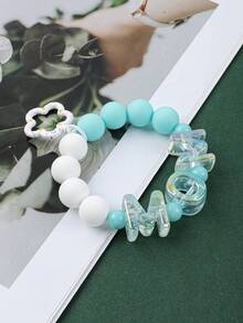 1 pieza Llavero con cuentas para el Día de la Madre, Dije con letras "MOM" iridiscente tipo macaron, diseño versátil de muñequera que libera las manos, conveniente para uso diario - multicolor - Ver 7