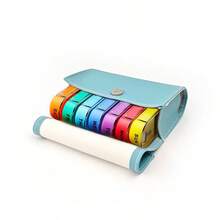 7-Day Pill Organizer With 4 Compartments Per Day, Faux Leather Case - Multicolor - View 13