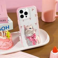 Cat 1pc Anti-Yellowing Cover | Minimalist Girly Aesthetic | Phone Case Compatible With IPhone17/17Air/17PRO/17PROMAX/16/7/8/11/12/13/14/15/X/XR/Xs/Plus/Pro/Pro Max/SE2 - Multicolor - View 2