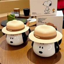 SNOOPY 史努比创意草帽马克杯，官方陶瓷带柄杯，早餐杯，咖啡杯，礼品 - 彩色 - 查看 3