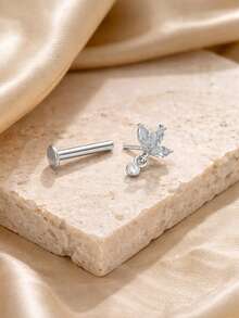 Pendiente de nariz de plata de ley 925, pendiente de nariz de diamante, colgante de corona, pendiente de nariz con borla de circonita cúbica al por mayor - Perno nasal simple - Ver 7