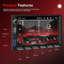 Double DIN Radio, 7-Inch Car Radio With Bluetooth, Screen, Mirror Link, EQ, FM, USB/AUX/SD, Button Illumination, SWC + Reversing Camera - A - 查看 10