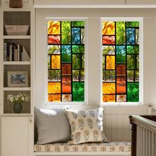 1pc Colorful Geometric Static Cling Glass Window Film, Removable Vinyl Window Decal, Privacy Protection, Suitable For Bedroom And Living Room Home Decor, Modern Abstract Art Window Film - Multicolor - View 11