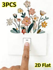 1pc Floral Pattern Switch Sticker, Modern PVC Switch Sticker Suitable For Home, Removable Self-Adhesive Wall Sticker Art, Floral Decor Switch Sticker Suitable For Bedroom, Living Room And Bathroom, 2D Flat Print Sticker, Easy To Peel And Stick PVC, Spring Theme Decor, 2D Flat - A - View 8