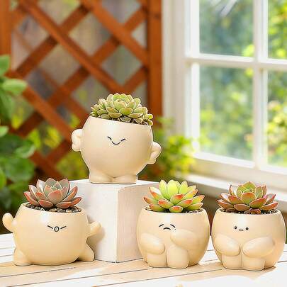 Chậu cây hình mặt cười, một chậu trồng cây mọng nước có hình dáng độc đáo và vui nhộn, thích hợp để trang trí trong nhà và ngoài trời, là món quà Giáng sinh và sinh nhật độc đáo, phù hợp cho những người yêu cây và các bà mẹ.