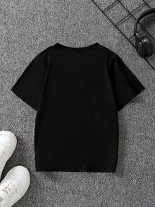 Chàng trai trẻ Sành điệu Gạc & Lá cờ In Vòng cổ Áo thun , Mùa xuân/Mùa hè - màu đen - Xem 10