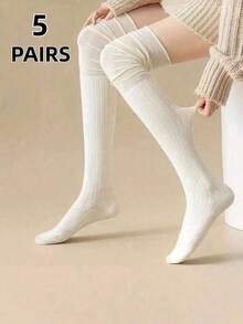 1/2/3 Đôi tất nữ cao đến đầu gối - Tất dài mỏng, co giãn, màu trơn, làm từ polyester, phù hợp cho mọi mùa, hoạt động ngoài trời và trang phục công sở thường ngày, tất trắng thích hợp cho mùa hè, đám cưới. - Nhiều màu - Xem 10