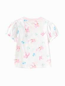 Balabala 女婴针织T恤 2026款，柔软棉质短袖上衣，轻盈透气，可爱甜美日常穿着 - 白紅色調 - 查看 2