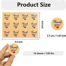 120pcs 1.45 Inch Round Thank You Stickers, Kraft Paper Thank You Labels For Small Business - Labels and Stickers - View 2