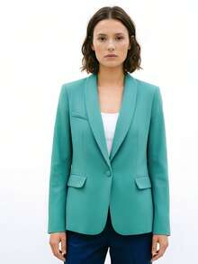 Women's Blazer With Lining, Formal, Overcoat, Suit, Tailored, Elegant, Comfortable, Modern Tailoring - Green - View 6