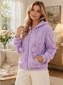 Women's Fleece Sweatshirt/Cold Weather Jacket - 紫丁香色 - 查看 1