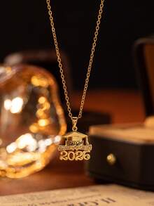 1PC 2026 Graduation Cap Pendant Necklace, Fashion Commemorative Jewelry For Graduates, Unisex Gift For Graduation Season & Classmates - Multicolor - View 7