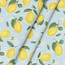 Rectangular Summer Tablecloth, Lemon & Jasmine Blue Yellow Washable Seasonal Tablecloth, Suitable For Party, Picnic, Dinner Decoration - Mint Blue - View 4