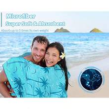 Microfiber Towel - Sand Free Absorbent Quick Dry For Pool Swim Camping Sports Beach Backpacking Yoga Gym Travel Towels XL 71x32 With Bag - Soft Compact Lightweight Thin 4 Pack - 藍色和條紋 - 查看 5