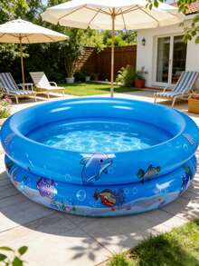 1pc, 2026 Oversized Thickened Double-Layer Beach Swimming Pool, Size 90*90cm, Outdoor Beach Swimming Pool, Floating Swimming Pool For Water Party, Fishing Pond Inflatable Swimming Pool Beach Toy Sand Pit Toy Thickened Inflatable Swimming Pool - Multicolor - View 2