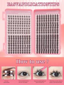 640/624/608/590/384/320 片装单簇假睫毛，D 卷度混合装，30D 40D 50D 60D，8-16mm，柔软轻盈，可重复使用，适合初学者的 DIY 睫毛嫁接套装 - D - 查看 3