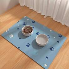 1pc, Adorable Paw Print Design Pet Dining Mat, Quickly Dries, Resistant To Stains And Dust, Cat And Dog Feeding Mat, Easy To Clean Pet Bowl Mat, Dog Floor Mat, Pet Four-Season Mat, Dog Cage Mat, Pet Cage Liner, For Floor Protection. - Multicolor - View 6