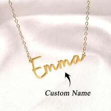 1pc Personalized Name Necklace, Stainless Steel Necklace Jewelry, Minimalist Name Necklace, Customizable Things, Women's Necklace, Jewelry For Women, Suitable For Daily And Party Event Wear, Jewelry Gift Choice For Women, Mother's Day Gift, Easter Gift, Surprise Gift For Her Birthday, Anniversary - Multicolor - View 2