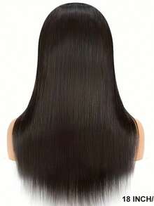 蕾丝前假发，真人混纺发丝，200密度，直发，高清蕾丝前假发，预先拔毛，直发，无胶，真人混纺发丝，13x6高清前额真人混纺发丝假发，女士款 - 自然色&黑色系 - 查看 17