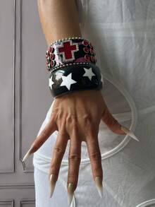 3pcs Luxury Bracelet Set, Resin Bracelet, Red Bracelet, Black Bracelet, Wide Cuff Bracelet, Women's Bracelet, Unique Gift For Her - Multicolor - View 13