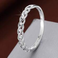 1pc Personalized Hemp Rope Knot Shaped Design Cubic Zirconia Women Ring - Multicolor - View 12