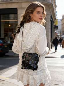 Túi đeo chéo lấp lánh đính sequin dành cho nữ, túi xách nhỏ lấp lánh dự tiệc với dây đeo mỏng có thể điều chỉnh, túi đeo chéo lấp lánh cho tiệc tùng, câu lạc bộ và hẹn hò. - Nhiều màu - Xem 5