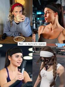 3 piezas Diademas de fitness súper delgadas para mujeres - Antideslizantes, absorbentes de sudor, elásticas (estilo ancho) - Adecuadas para yoga, golf, entrenamiento en el gimnasio, correr, tenis y otras actividades, viajes, fiestas - Multicolor - Ver 7