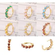 Circle Ear Buckle With Multi Heart Colorful Zirconia Inlay, Fashion Piercing Jewelry For Tragus Helix Earlobe Daily Wear - EK00005Blue - View 5