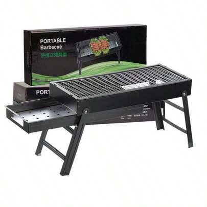 3 tailles Barbecue / Chariot de patio / Modèle portatif pliable pour l'extérieur / Barbecue multifonction pour l'extérieur / Avec table latérale et étagère de rangement / Barbecue à charbon de patio