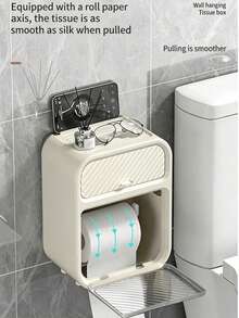 双层浴室卫生纸塑料纸盒，壁挂式防水收纳架，无需钻孔 - 浴室紙巾收納盒 - 查看 6