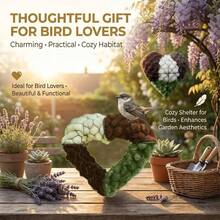 Nhà chim hình trái tim thủ công, có thể tái sử dụng, nhà trú đông, nhà khởi đầu cho chim ruồi, đồ trang trí sân vườn, quà tặng ngoài trời cho chim. - Xem 3