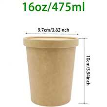 16盎司/475毫升透气纸汤容器，一次性牛皮纸汤碗带盖，可微波炉加热和冷冻，适用于热汤和冰淇淋，25/50/100套 - 16oz/475ml - 查看 12