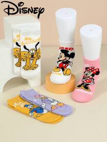 Disney 这款迪士尼女士袜子五双装，印有米妮、唐老鸭、黛丝和布鲁托的图案。适合日常穿着，居家和户外活动皆可穿着。 - 彩色 - 查看 4