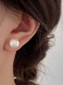 2件套精美925纯银淡水珍珠耳钉，独特设计，优雅饰品，派对/订婚/新娘礼物 - #1 - 查看 3