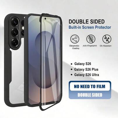 Ốp lưng toàn thân 360° tương thích với Galaxy S26, S25 Edge FE Ultra Plus, A37, A57, A17, A36, A26, A16, A56, A25, A35, A55, kèm miếng dán bảo vệ màn hình toàn diện.