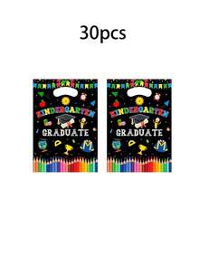 30/50pcs Graduation Printed Plastic Goodie Bags, Stylish And Simple, Ideal For Graduation Party Favors, Birthday Party Supplies, Reusable Shopping Bags And Gift Packaging - View 8